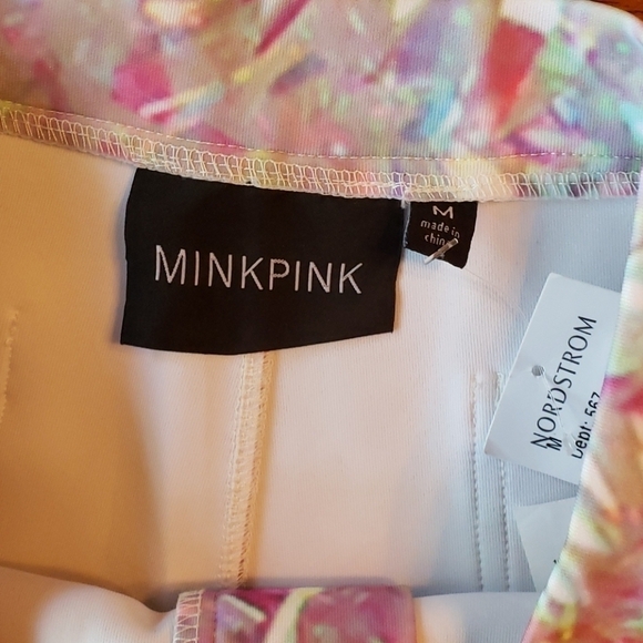 MINKPINK Pink Splatter Hi Rise Shorty Shorts Sz M - Picture 4 of 8